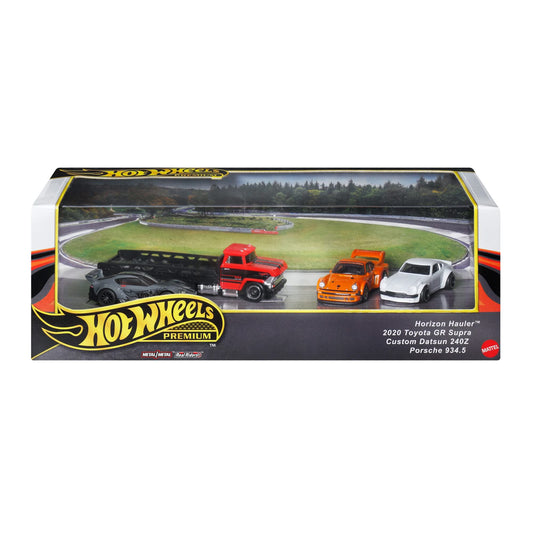 Hot Wheels Premium Collector Display Set Hauler/ Supra/ Datsun/ Porsche