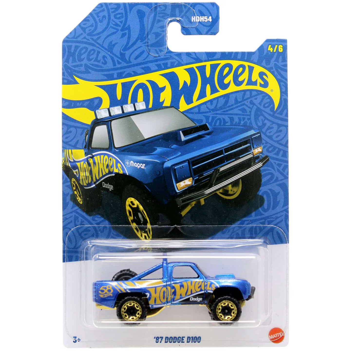 Hot Wheels '87 Dodge D100 Pearl & Chrome 58th Anniversary