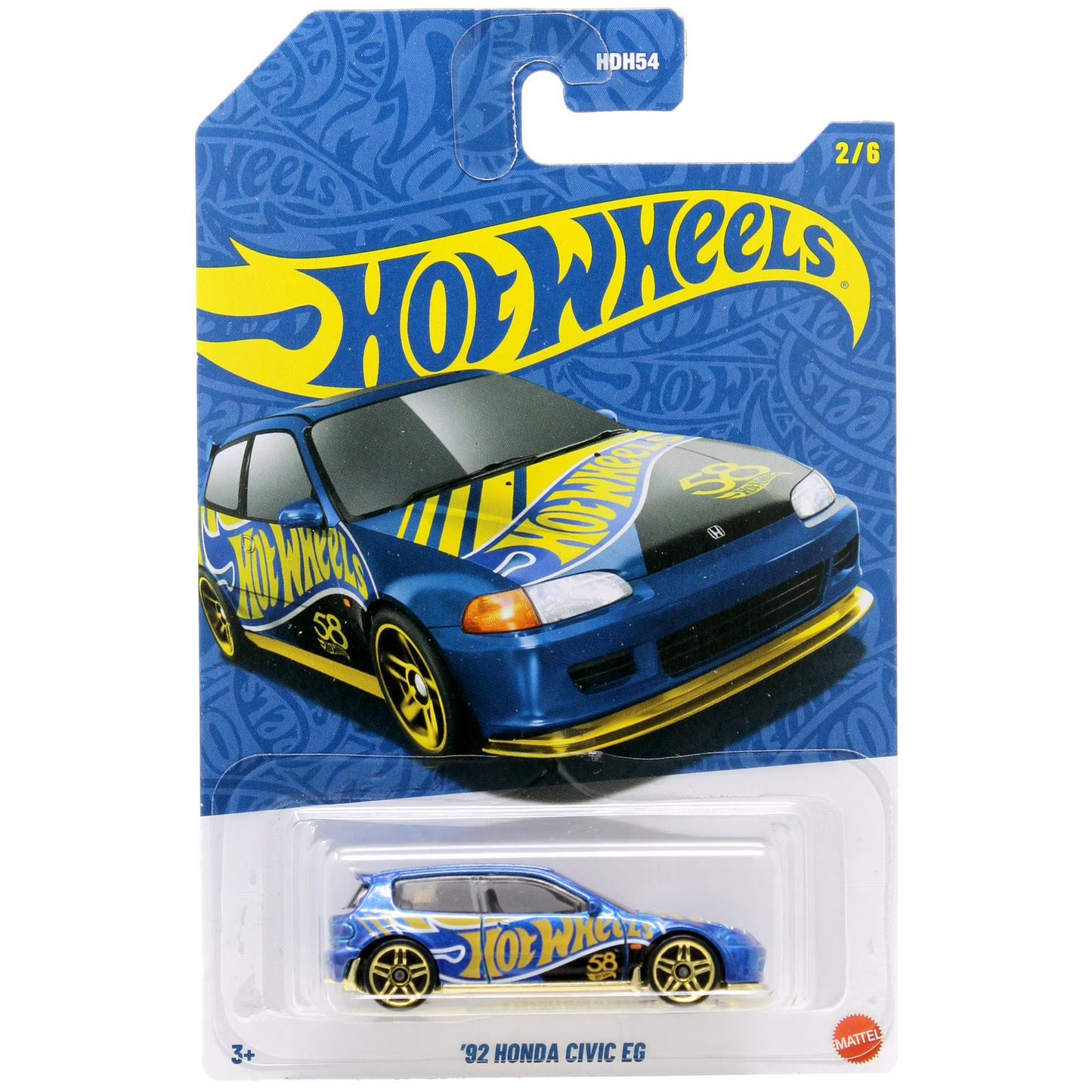 Hot Wheels '92 Honda Civic EG Pearl & Chrome 58th Anniversary